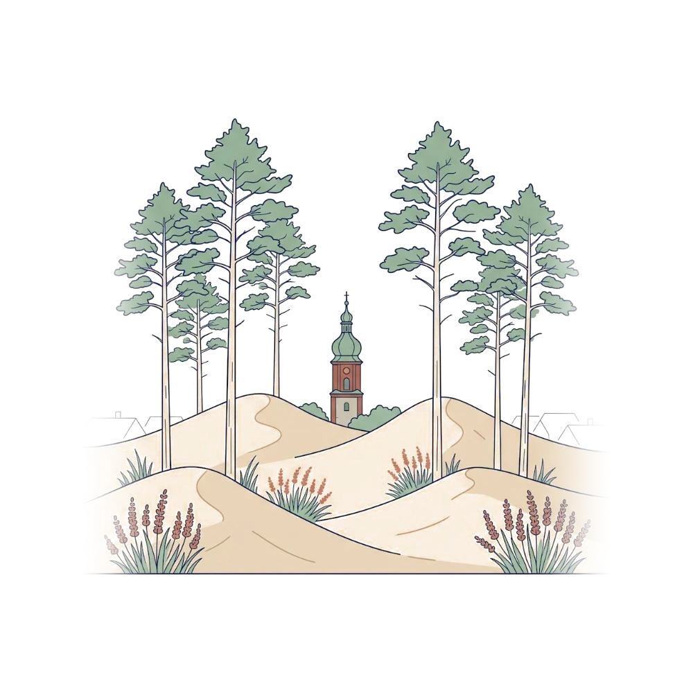 Illustration der Oftersheimer Dünen mit Kiefern